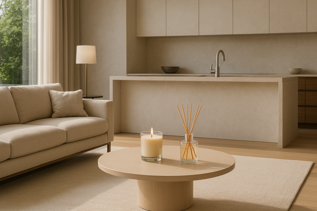 vela e aromatizador de ambiente como parte do design sensorial